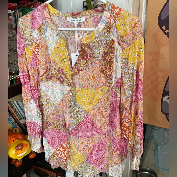 Pink mix blouse Rose and Olive NWT size Large - Picture 1 of 2